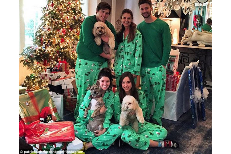 maria shriver matching pjs with dog