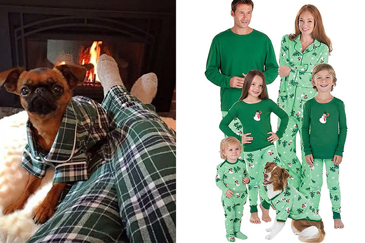 matching dog & owner holiday dog pajamas