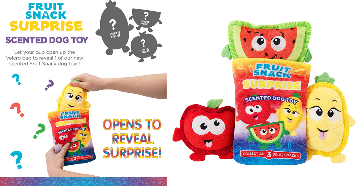 The Hidden Surprise Fruit Snacks are fun collectible toys for dogs